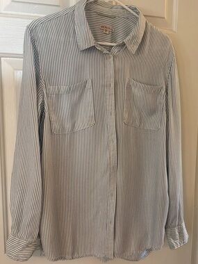 Merona White and Navy Pinstripe Button-Down Shirt